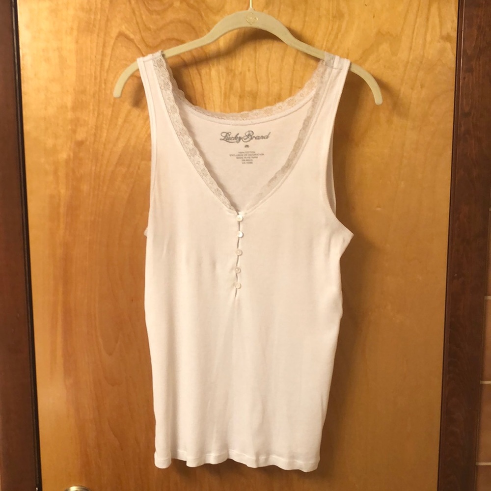 Lucky brand white v neck tank top